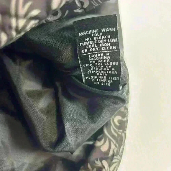 Jane Ashley Womens Small Quilted Vest Black & Taupe Paisley Lightweight Pockets - Picture 8 of 10